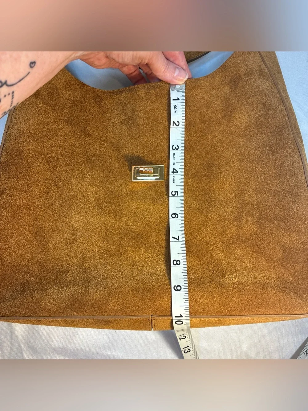 Italian Genuine Suede Leather Hobo Bag Tan Camel Shoulder Crossbody Handbag